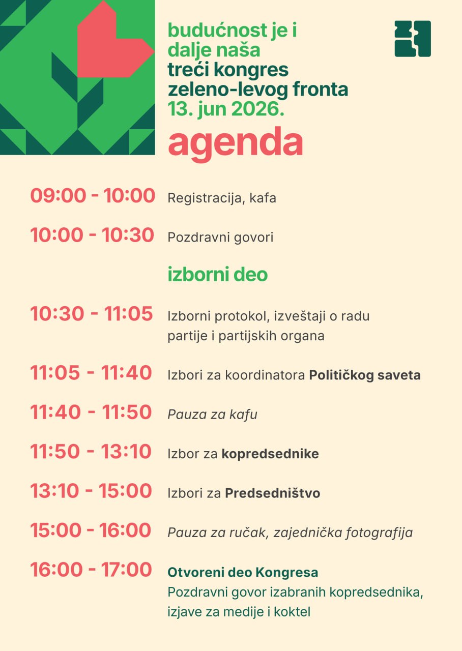 Agenda Trećeg kongresa Zeleno-levog fronta